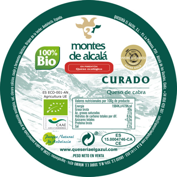 queso ecológico curado en pimentón